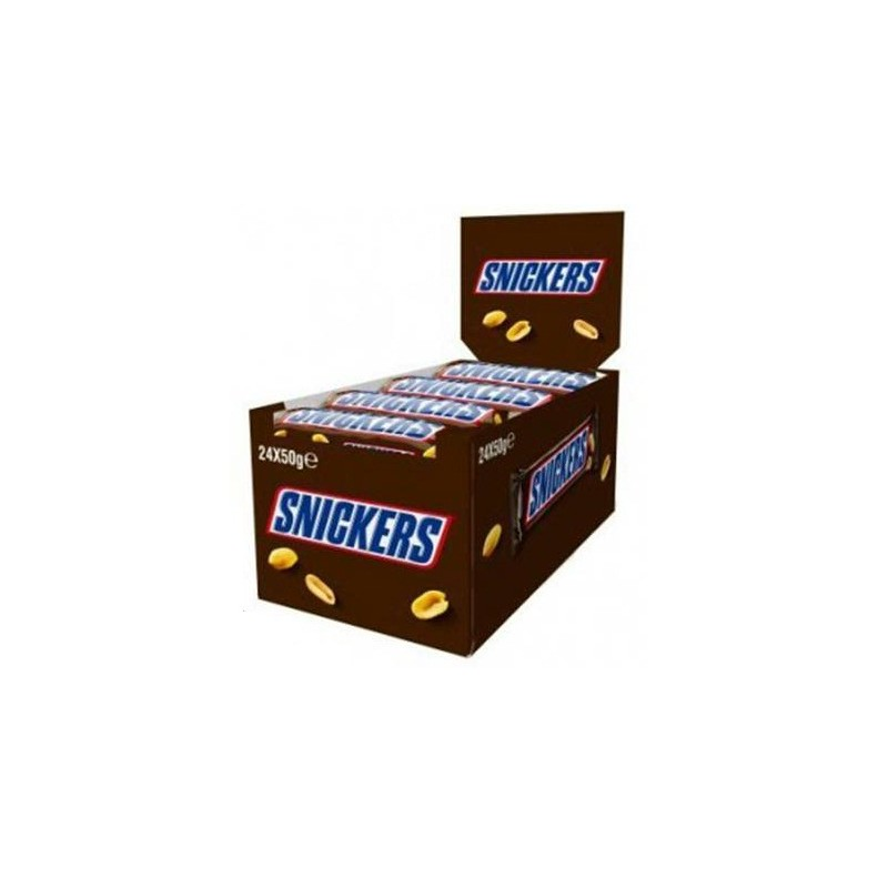 Snickers de chocolate y cacahuetes 24 unidades.